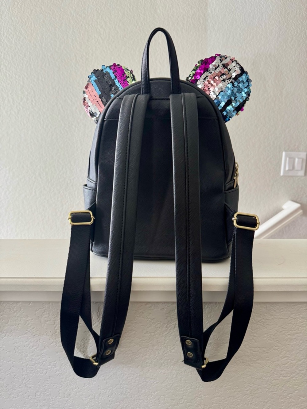 Loungefly Disney Minnie Mouse Rainbow Sequin Mini Backpack - Picture 2 of 4
